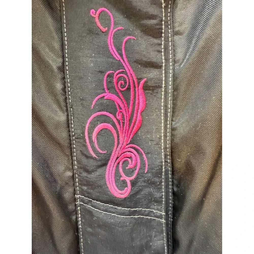 Castle Rizer Womens XL Motorcycle Jacket Black Pink Racing Textile Padded Liner